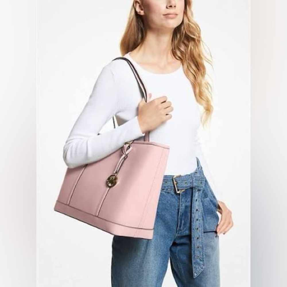 NWT MICHAEL KORS Jet Set Travel Large Saffiano Leather Tote Bag (B001)